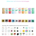 Color Label Sticker Mini Printer Thermal Paper 57mm 10ft Self-adhesive Thermal Printing Paper For Inkless Printing Photo Picture