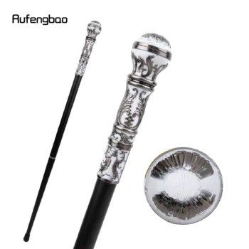 Silver White Luxury Round Handle Fashion Walking Stick for Party Decorative Walking Cane Elegant Crosier Knob Walking Stick 93cm