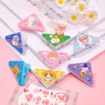 5pcs Bookmark Cartoon Triangle Paper Clips Desk Organizer Convenient Kawaii Triangle Page Holder Photo Clamp Cartoon