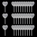 50pcs 4ml Transparent Liquid Dropper Mini Heart Shape Pasteur Pipette Plastic Squeeze Dropper Cupcake, Chocolate
