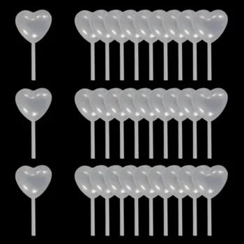 50pcs 4ml Transparent Liquid Dropper Mini Heart Shape Pasteur Pipette Plastic Squeeze Dropper Cupcake, Chocolate