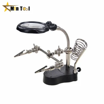 LED Clamp Soldering Iron Stand Helping Hands Magnifying Glass Magnifier Welding Equipment Electronic Component Repair Tools