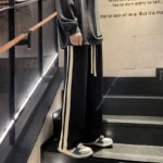 Casual pants men spring summer high street straight floor-length wide leg high student pants High street sports sweatpants