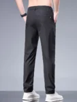 kf-S152406d9af3b4306bc86b20388565b08g-Summer-New-Business-Ice-Silk-Pants-Straight-Elastic-Waist-Black-Gray-Trousers-Breathable-Simple-Male-Clothing