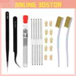 24Pcs 3D Printer Nozzle Cleaning Kit with MK8 Nozzle 0.4mm Needles Cleaner Tweezers Copper Wire Toothbrush Cleaner Nozzle Tool
