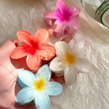 Bohemian Beach Vacation Lily Flower Hair Claw Sweet Hair Clip for Women Floral Hair Claws Fashion Girl Hair Accessories Gift