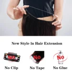 kf-S1ac12d6eb4b14d968e144f632175437fM-No-Clips-Natural-Hair-Extension-Synthatic-Artificial-Long-Straight-Hairpiece-Blonde-Black-Mixed-Color-False-Hair