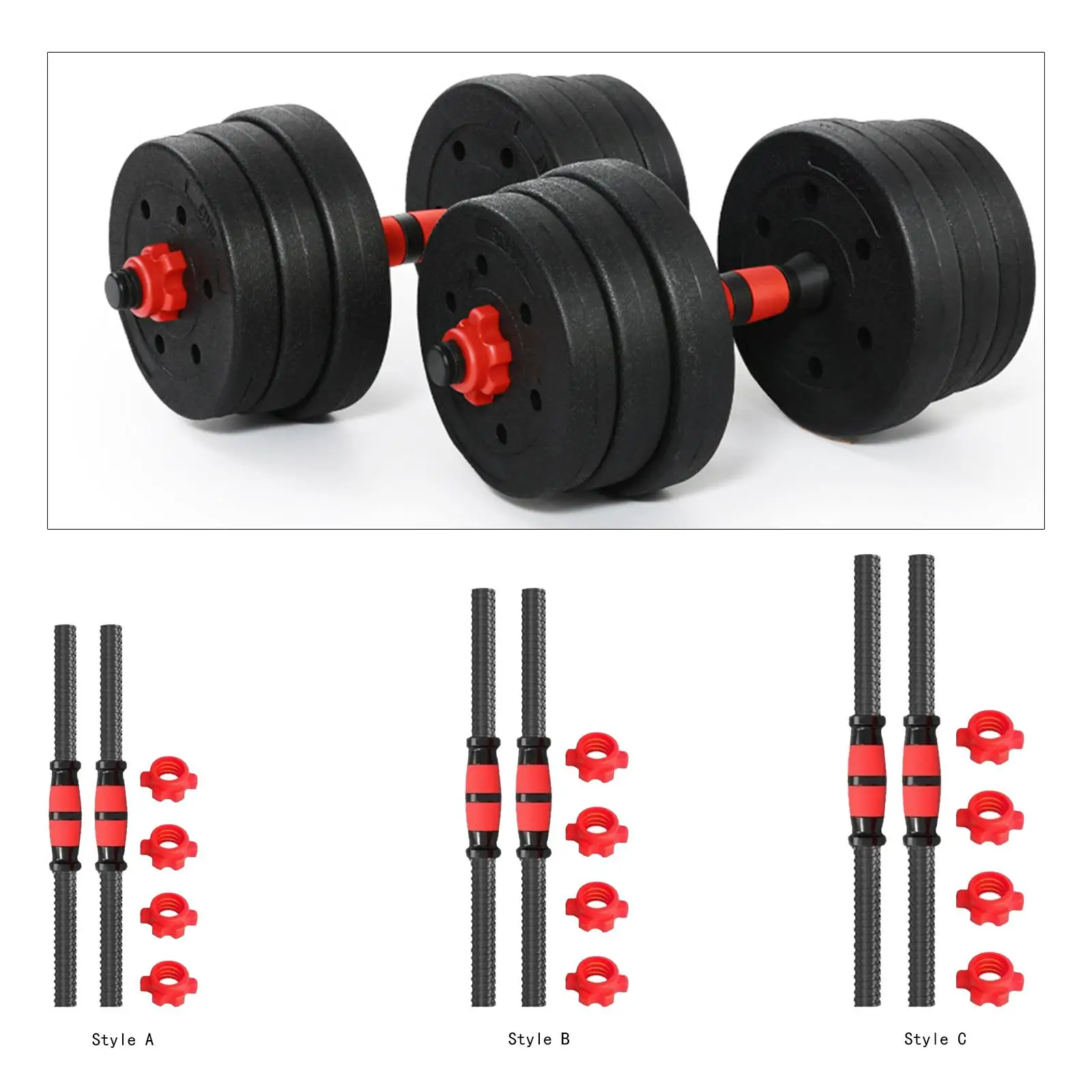 2 Pieces Dumbbell Rod Durable Steel Comfortable Dumbellsweights Set for Gym