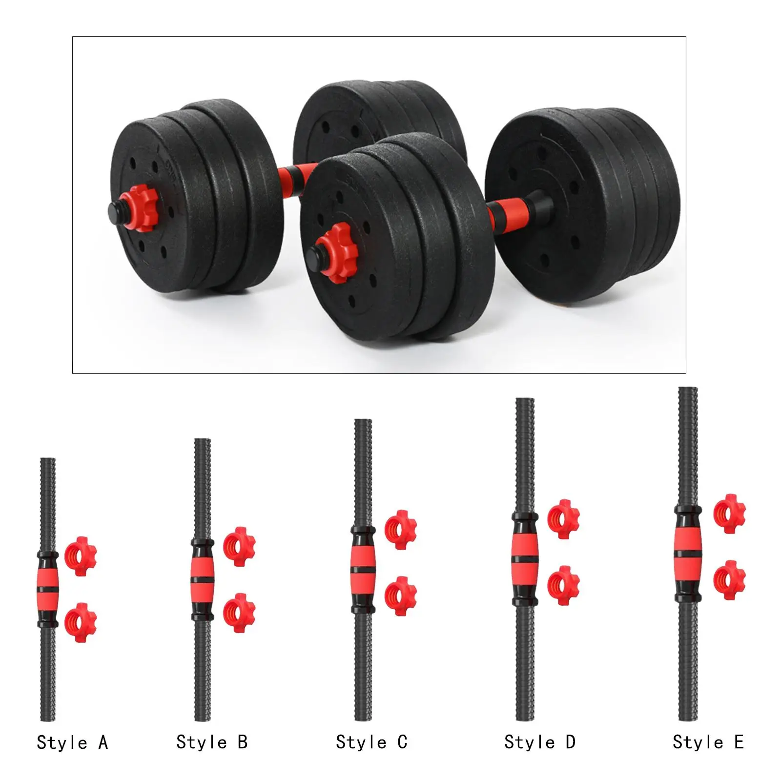 Dumbbells Rod Adjustable Portable Barbell Lifting Easy to Install Dumbbells Set