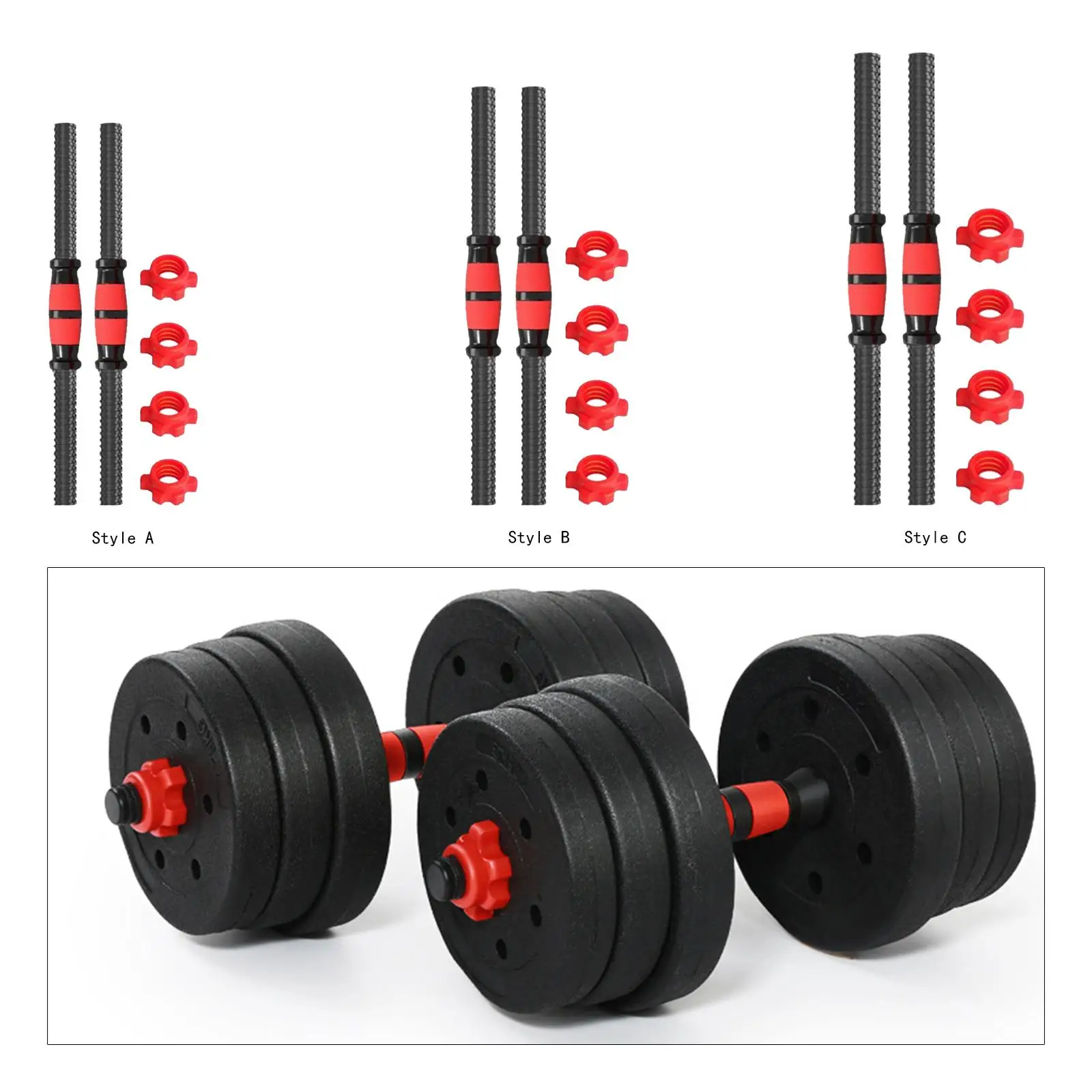 2x Dumbbell Weights Set with 4 Nuts Barbell Bar for Strength Training