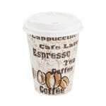 Amazon Basics Paper Hot Cups with Lids, Cafe Design, 12 oz, 100 Count  Health & Household