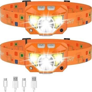 LHKNL Headlamp Rechargeable,1200 Lumen Super Bright Motion Sensor Head Lamp Flashlight, Waterproof LED Headlight with White Red Light, 8 Mode Head Lights for Camping Cycling Running Fishing-4 Packs Sports & Outdoors
