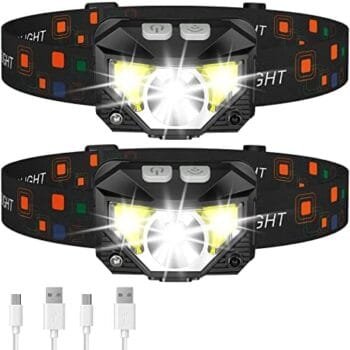 LHKNL Headlamp Flashlight, 1200 Lumen Ultra-Light Bright LED Rechargeable Headlight with White Red Light,2-Pack Waterproof Motion Sensor Head Lamp,8 Mode for Outdoor Camping Running Hiking Fishing Sports & Outdoors