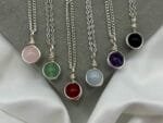 Dainty Silver Healing Crystal Necklaces Carnelian Amethyst Rose Quartz Green Aventurine Natural Stone Wire Wrapped Gemstone Pendant Handmade