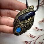Azurite and Australian Black Opal Pendant Necklace