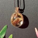 Handcrafted Golden Rutilated Pink Garden Quartz Pendant Necklace, Wire Wrapped Scenic Lodolite Healing Crystal Gift for Her Jewelery Decor