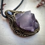 Purple Cubic Fluorite and Azurite Necklace