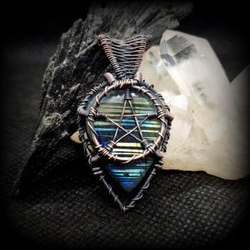 Labradorite Pentacle Pendant Necklace, pentagram necklace, Pagan Wiccan Jewellery, Witchcraft Protection, Handmade Supernatural Gifts,