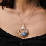 Wire Wrapped Crescent Moon Crystal Necklace|Handmade Boho Moonstone Pendant,Lunar Jewelry,Healing Gemstone,Spiritual Gift for Christmas