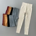 Ribbed Yoga Pants High Waisted Gym Leggings Sport Women Fitness Seamless Female Legging Tummy Control Running Training Tights