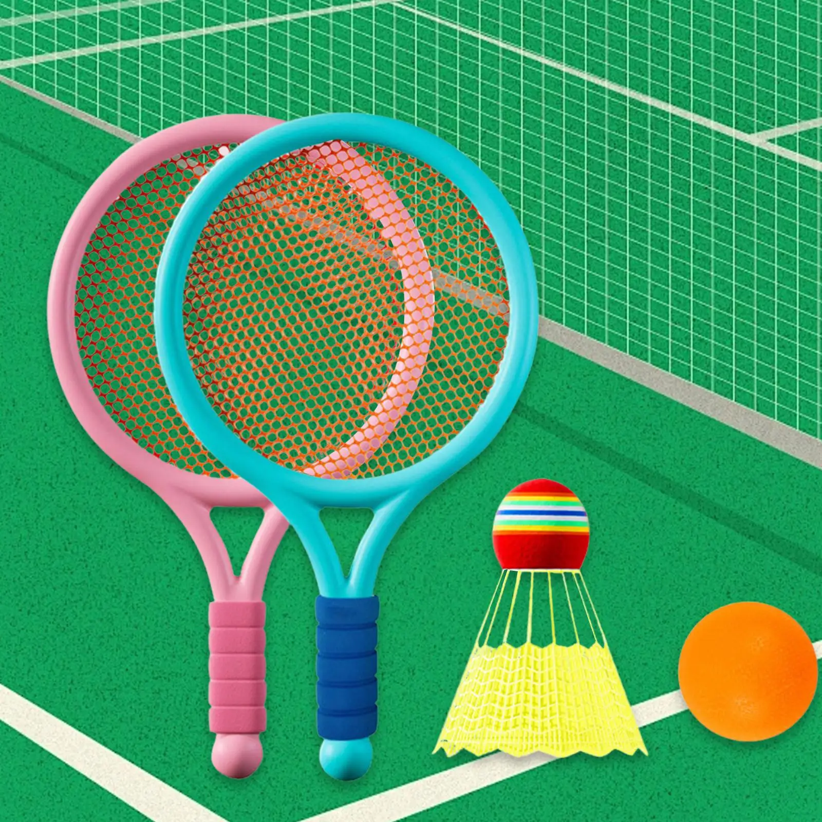 Children Badminton Tennis Set Interactive Toy Tennis Racket for Kids Tennis Racquets for Beach Toys Backyard Playing Indoor Boys