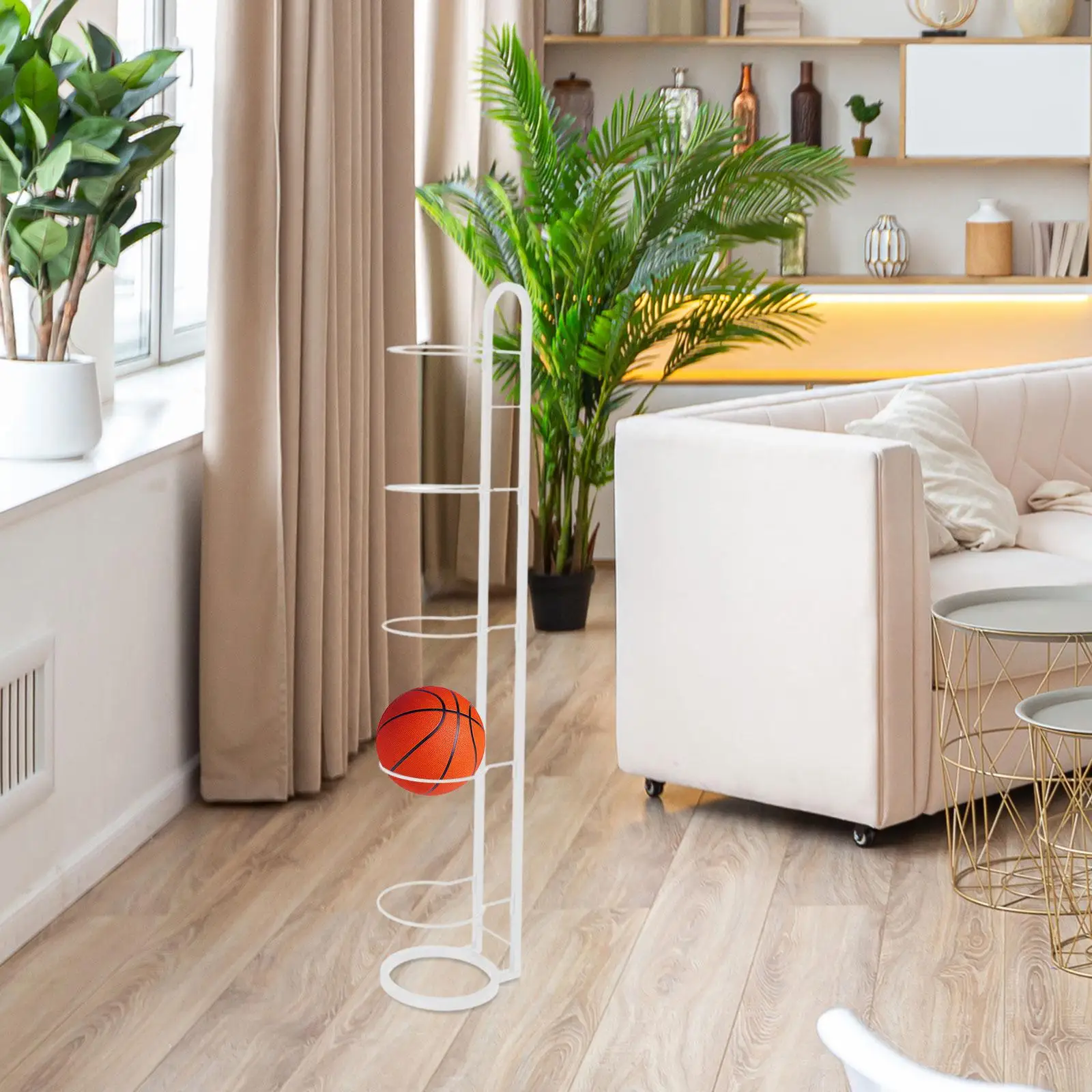 5 Layer Basketball Display Rack Volleyball Stand Holder Vertical Ball Shelf for Exercise Ball Football Living Room Outdoor Home