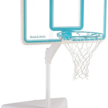 Dunn-Rite Splash & Shoot Outdoor Adjustable Height Swimming Pool Basketball Hoop w/Ball, Base, & 18 Inch Stainless Steel Rim