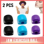 2pcs Silica Gel Lanyard Jaw Exerciser Face Stress Ball Jawline Muscle Facial Cheekbones Trainer Gym Fitness Exercise Equipment
