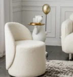 Cute Princess Prince Sofa Chair Beige White Spinning Swivel Backrest Pouf Children Bedroom Makeup Ottoman Adults Baby Gift