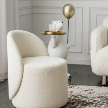 Cute Princess Prince Sofa Chair Beige White Spinning Swivel Backrest Pouf Children Bedroom Makeup Ottoman Adults Baby Gift