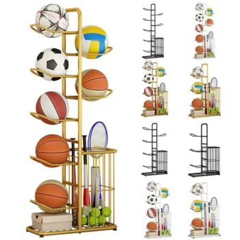 Ball Storage Rack Vertical Ball Holder Storage Rack Sports Ball Storage Stand with Basket Garage Organizer for Basketball