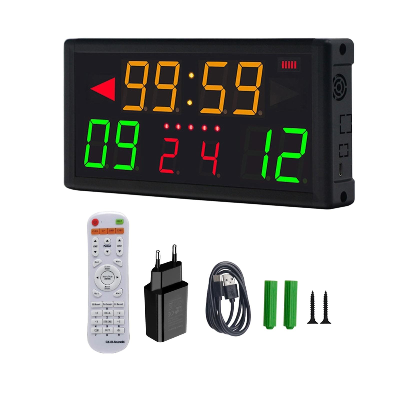 Digital Scoreboard 33ft to 49ft Control Distance Lightweight Portable Score Clock for Football Basketball Badminton Volleyball