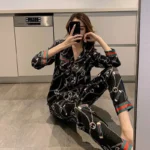 2024 Pajama Women's Spring/summer Instagram Korean Edition Women's Silk Long Sleeved Plus Size Silk Couple Home Fury Set