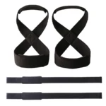 Black Figure 8 Padded Weight Lifting Straps Set,Powerlifting Anti-Slip Straps,Strength Training,Bodybuilding,Weight Training