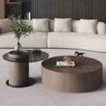 Italian minimalist solid wood round coffee table Home light luxury small-sized tea table Simple modern TV cabinet End Tables