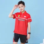 Custom a set of men's and women's table tennis T-shirt shorts quick drying breathable lapel sports T-shirt team custom LOGO
