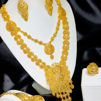ANIID Brazilian 24K Gold Color Jewelry Sets Wedding Dubai Necklace Earrings For Women Nigerian Indian Bridal Set Party Gifts