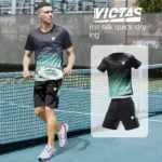 VICTAS Table Tennis Short Sleeve Set Men's and Women's Summer Thin Outdoor Sports Fitness Bundle Dry T-shirt