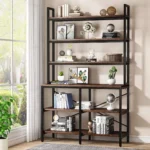 Tribesigns 6-Tier Bookshelf,Industrial Bookcase with Open Shelf,6 Shelf Storage Rack with X-Shaped Frame,Rustic Book Shelf