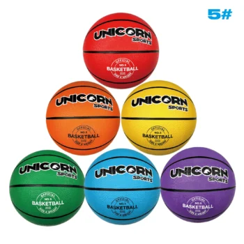 Basketball Size 5 Rainbow color for Indoor Outdoor School Game Street Ball Training Rubber Basketball