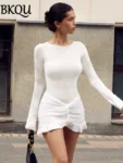 kf-S254915a897f04e6396ae67b422e996a7V-BKQU-Ruched-Bodycon-Dress-Women-Sexy-Long-Sleeve-Twist-Ruffles-Hem-Mini-Dresses-Autumn-White-Elegant