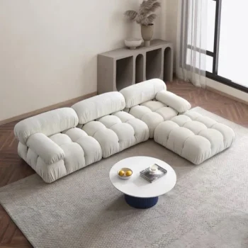 Modern Sofa Combinations with Flexible Fabric Modules Vintage Furniture-Inspired Living Room Sofa Minimalist Style Comfortable