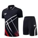 Custom a set of men's and women's table tennis quick drying T-shirt shorts breathable light badminton T-shirt lapel team custom