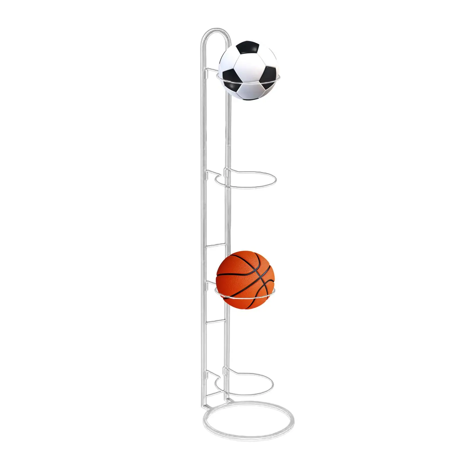 Modern Metal Sports Ball Storage Rack 4 Tier Ball Rack Basketball Football