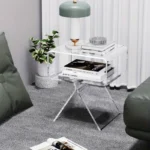 1pc Modern Acrylic Side Table Nightstand, Clear Stylish Home Decor, End Display Table For Living Room, Bedroom, Small Spaces
