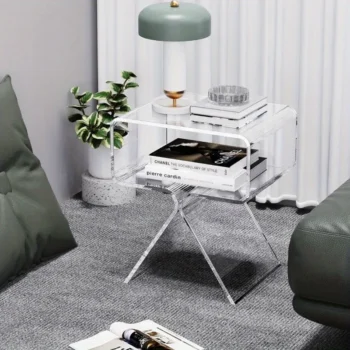 1pc Modern Acrylic Side Table Nightstand, Clear Stylish Home Decor, End Display Table For Living Room, Bedroom, Small Spaces