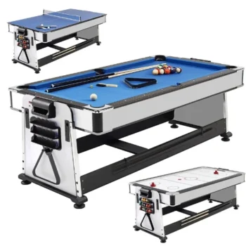 Home Entertainment 4 In 1 Modern Multi Game Billiard Pool Table With Air Hockey Table Tennis Table And Dinning