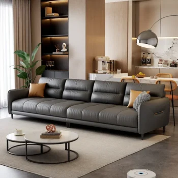 Italian minimalist technology fabric sofa living room simple modern cat scratch skin cream wind straight row.