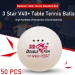 50pcs Double Fish V40+ Table Tennis Balls 3 Star ABS New Material Seamed Standard Ping Pong Balls with High Elasticity ITTF