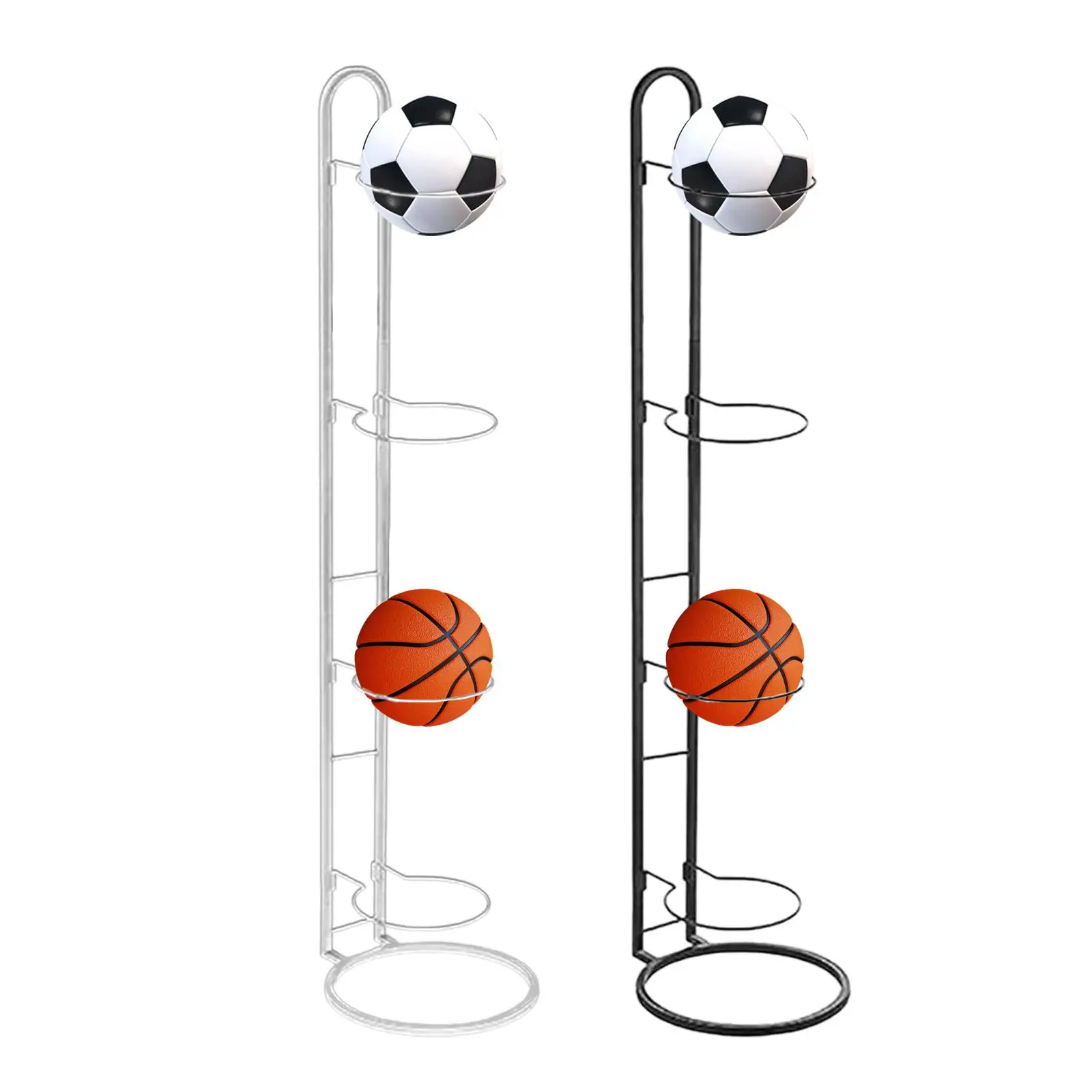 Basketball Storage Shelf Football Holder Rack Freestanding 4 Tier Ball Rack